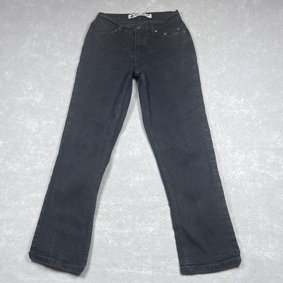 Harley Davidson Jeans Womens Size 4P Black Straight Leg Dark Wash Denim - Picture 1 of 13